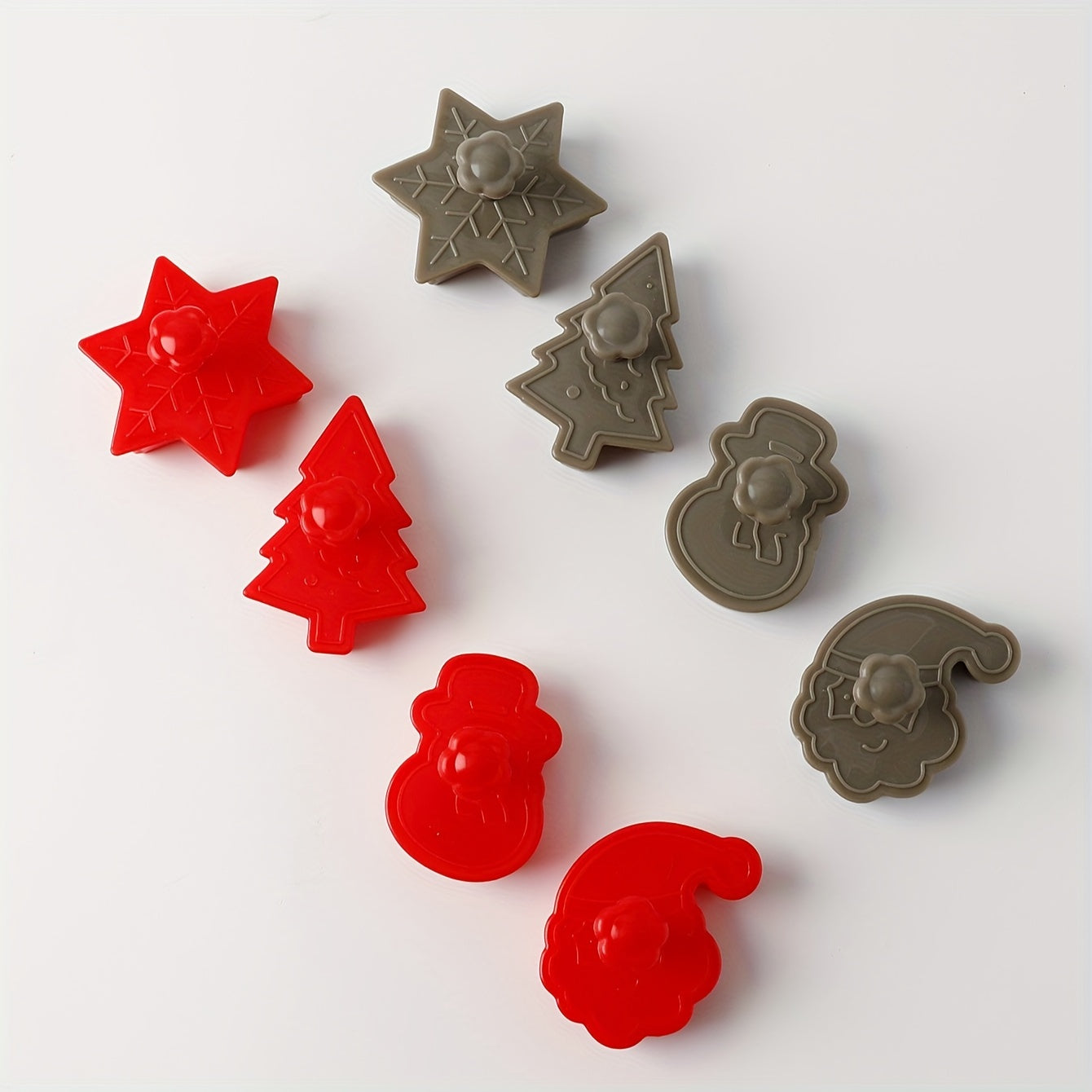 Set of 4 Christmas 3D Stainless Steel Cookie Cutters Snowman Tree Santa Snowflake Holiday Baking Tools