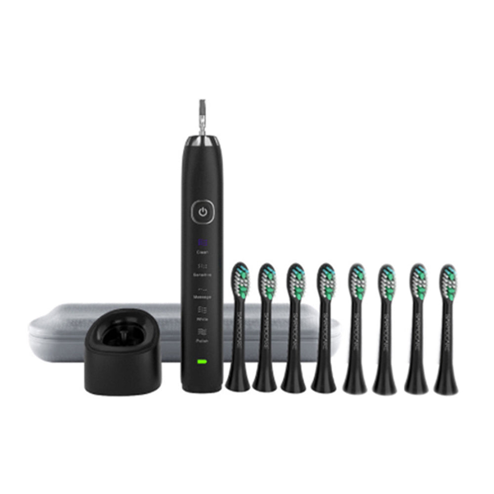 Cepillo de dientes sónico eléctrico recargable con 8 cabezales de repuesto y estuche de viaje