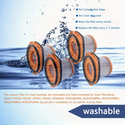 Shark Wandvac tizimi uchun 4 ta to'plamda almashtirish filtrlar, WS620, WS630, WS632, WS642 modellari bilan ishlash uchun mo'ljallangan. Mustahkam plastik va qog'oz materialdan tayyorlangan, kuchaytirilgan so'rish kuchi bilan, Qism # XFFWV360.