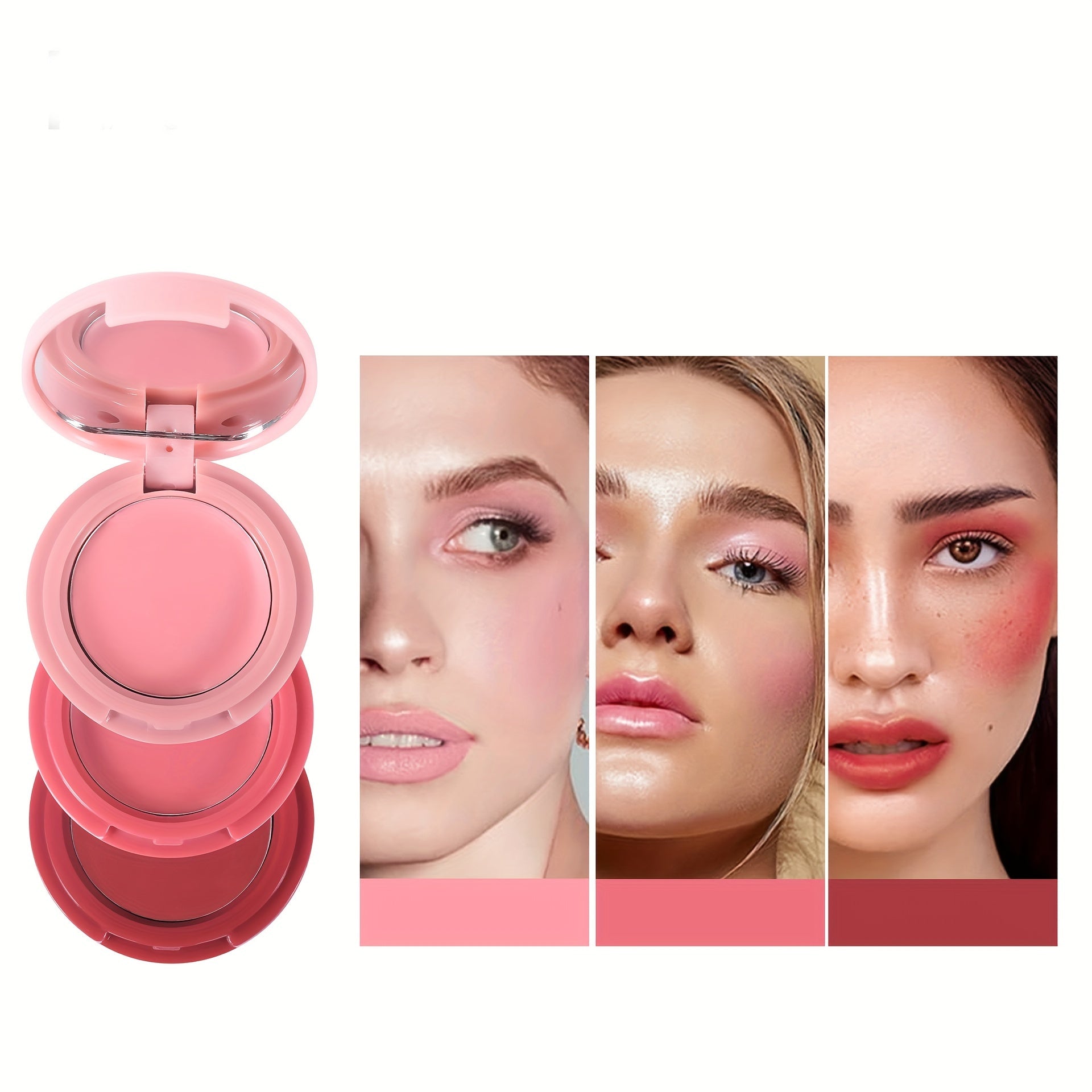 Paleta de maquillaje 3 en 1 para mujer, contorno, rubor, iluminador, ojos rosas y marrones