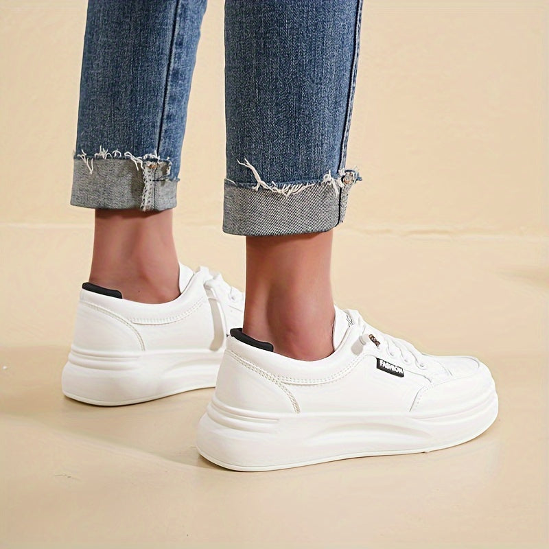 Women's White Breathable Sneakers for Running Casual and Skateboarding