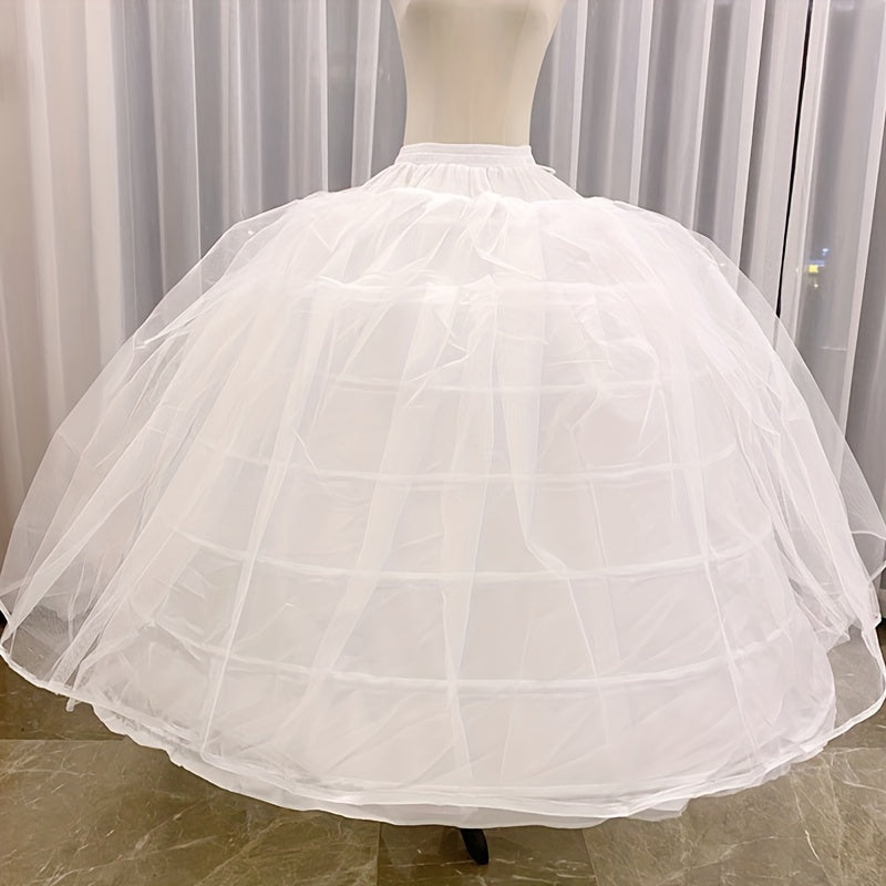 To‘liq uzunlikdagi to‘y kiyi uchun petticoat, 6 ta halqali, polyester crinoline ostki kiyim
