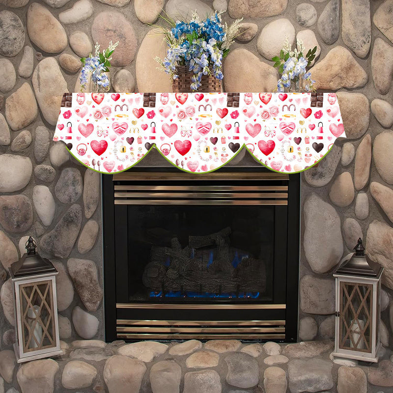 Valentine's Day Love Heart Fireplace Mantle Scarf 49.78cmx78.7cm Winter Decor