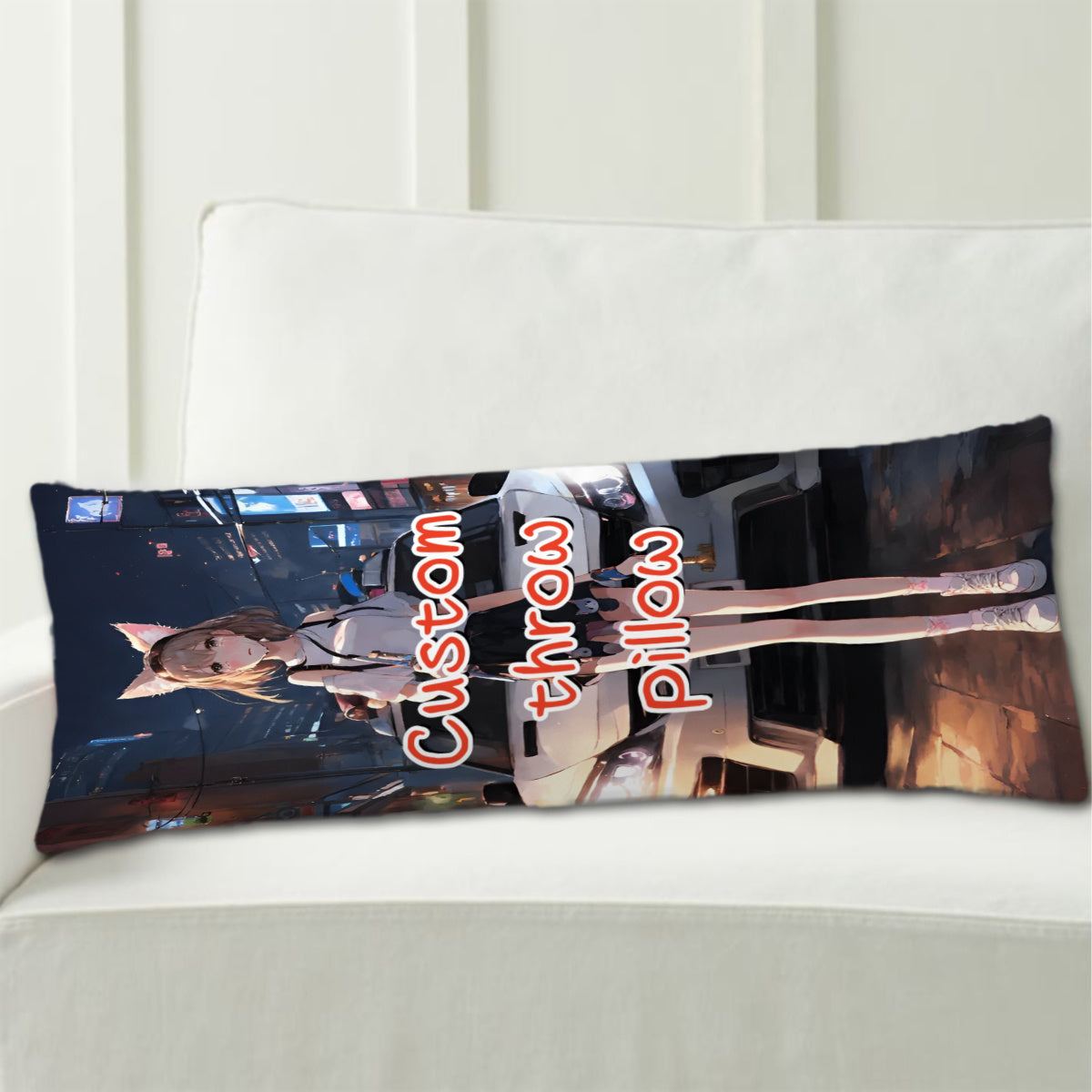 Personalized Long Body Pillowcase with Custom Photo Design Soft Plush Fabric Double-Sided Bedroom Decor