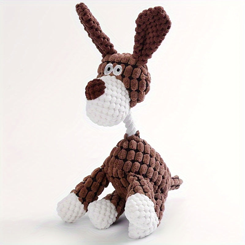 Corduroy Donkey-Shaped Dog Chew Toy with Squeaker for All Breeds