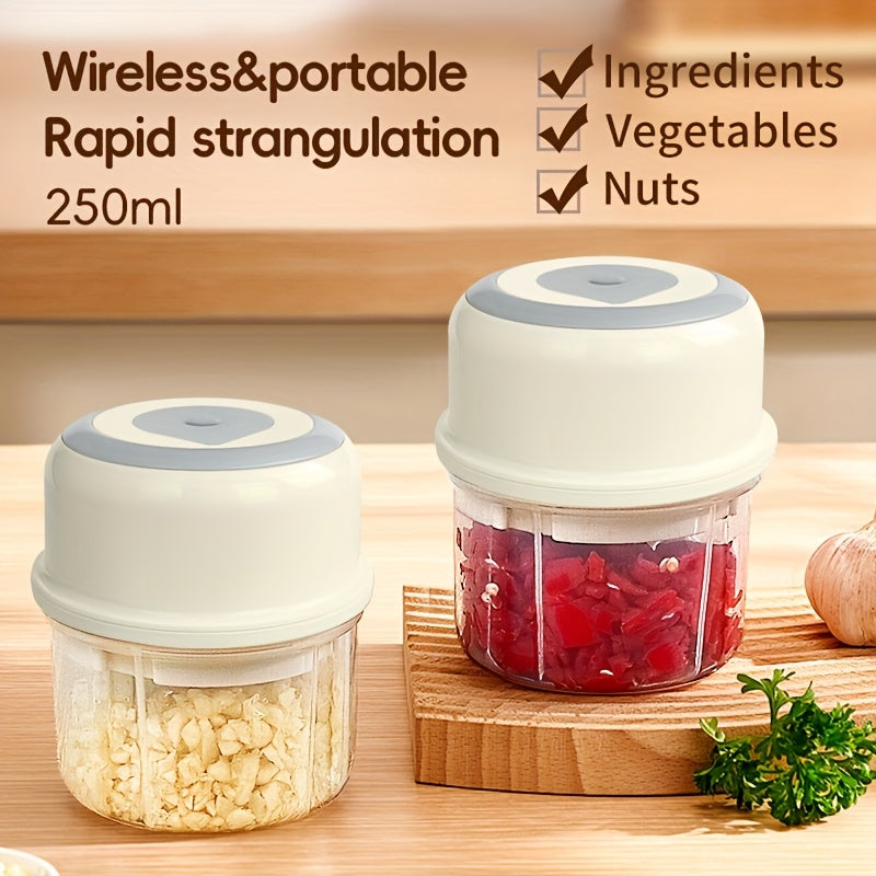 Cordless Mini Food Processor 250ml Stainless Steel Blades Rechargeable Battery