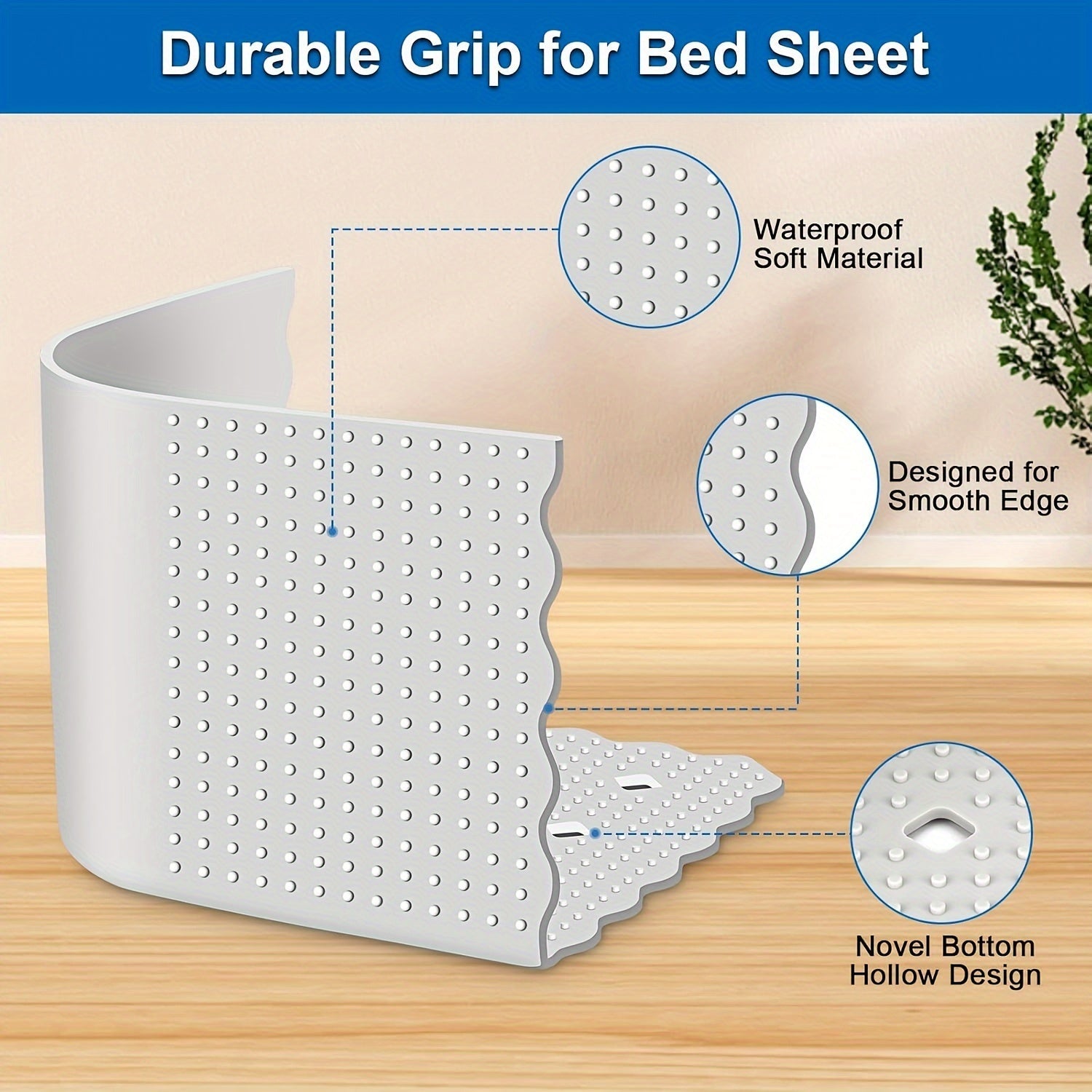 Silicone Bed Sheet Grippers Adjustable Non-Slip Clips for Mattress Fit