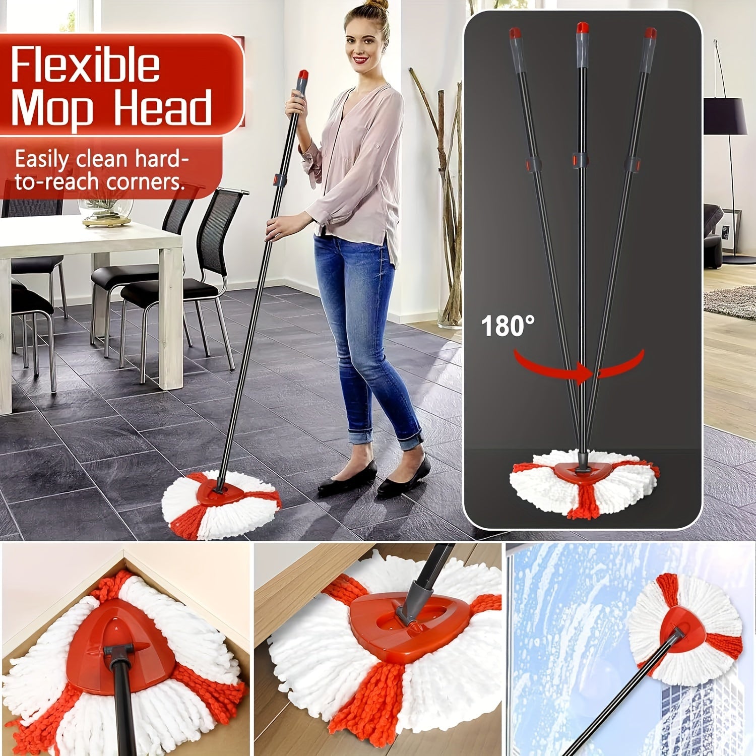 Pack of 3 Superfine Fiber Swivel Mop Heads for 14.48cm Triangular Mops