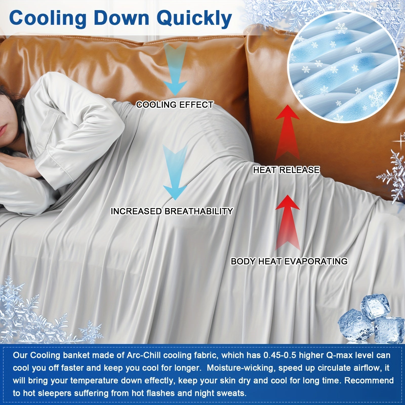 Cooling Blanket Lightweight Breathable Gray for Hot Sleepers Home Office Travel