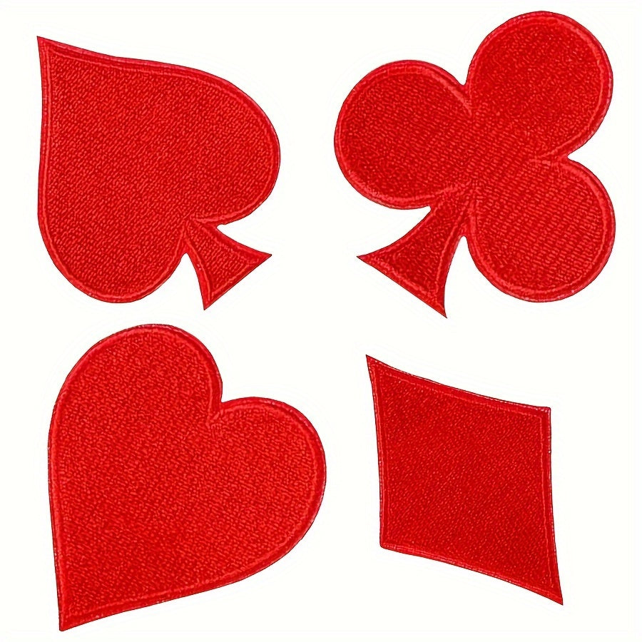 Set of 24 Iron-On Halloween Costume Patches Embroidered Polyester Red Black Hearts Spades Clubs