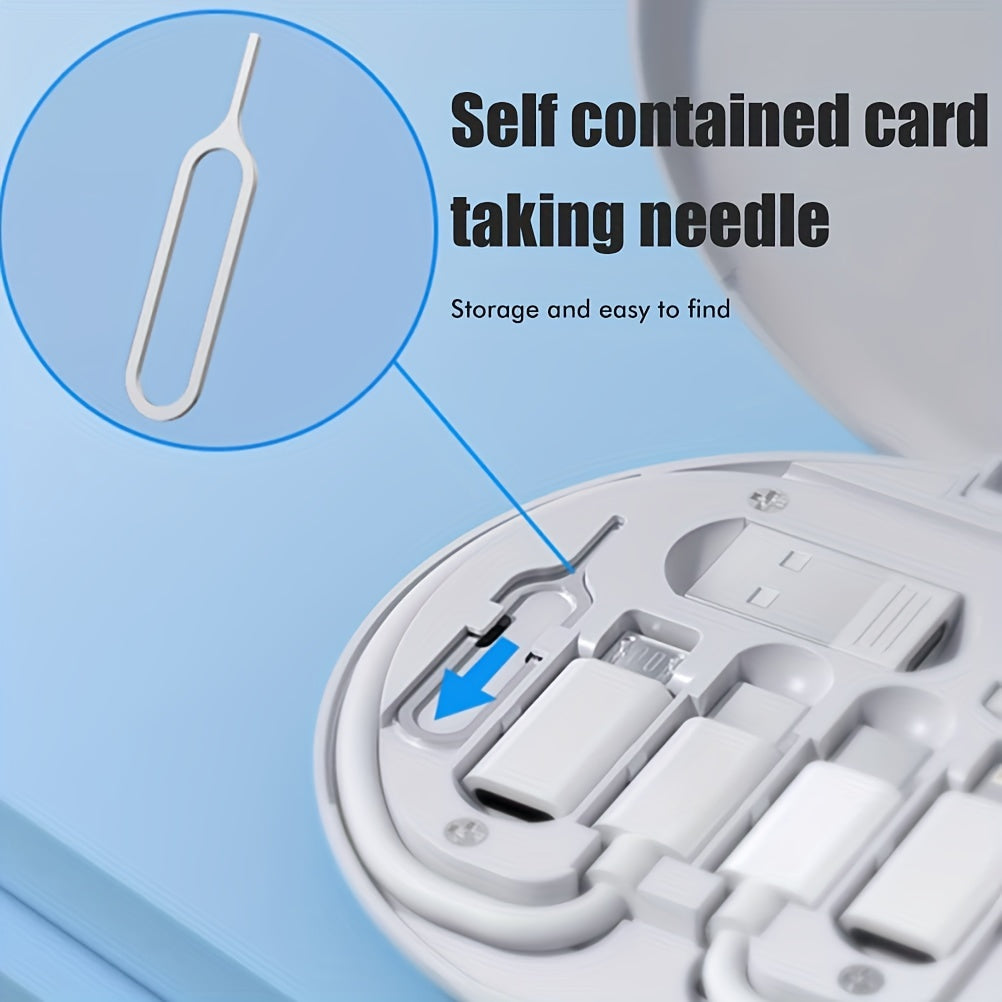 Multi-USB Charging Kit with Converters Data Transfer Card Storage Phone Holder White Oval