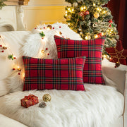 Machine Washable Polyester Throw Pillow Cover with Christmas Plaid Design