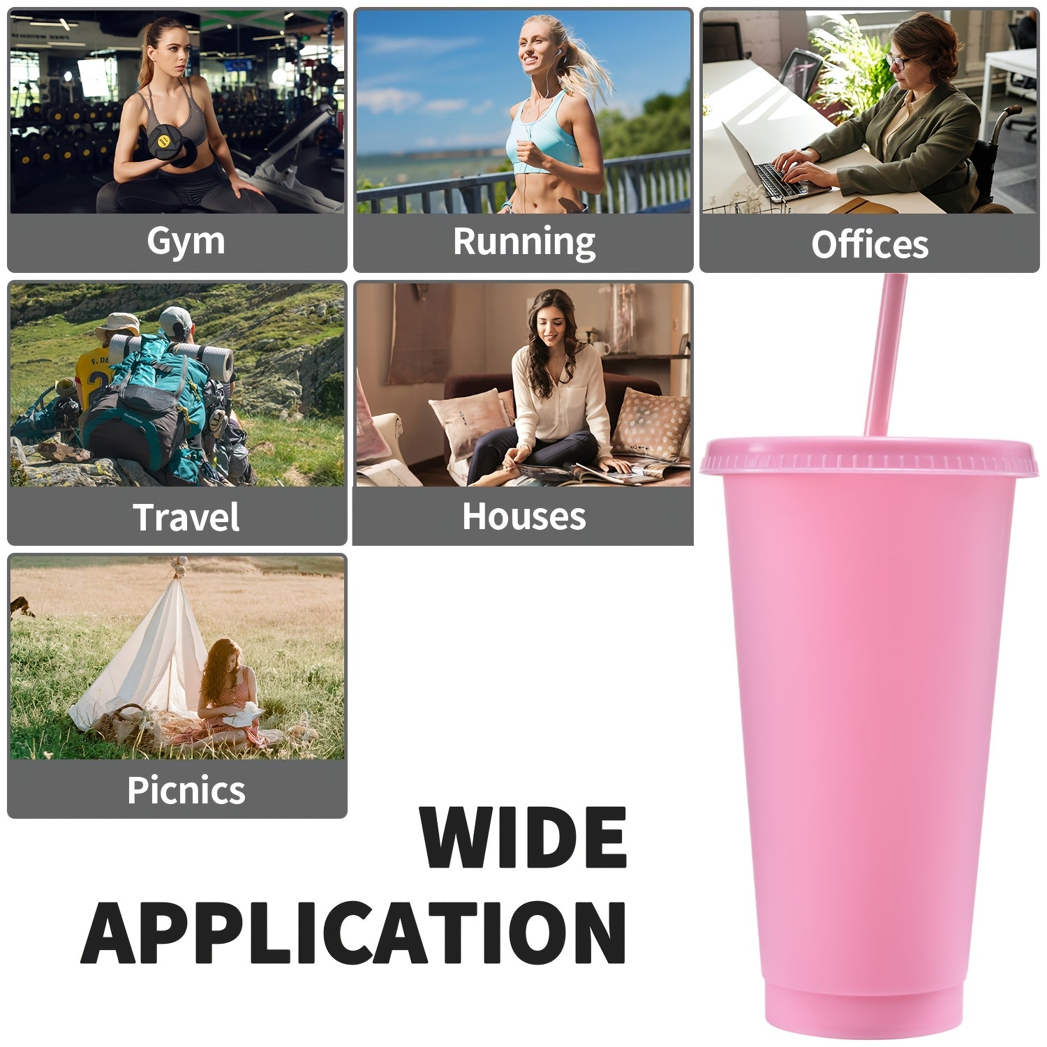 10-Pack 24oz BPA-Free Plastic Tumbler Cups with Lids and Straws for Travel and Parties