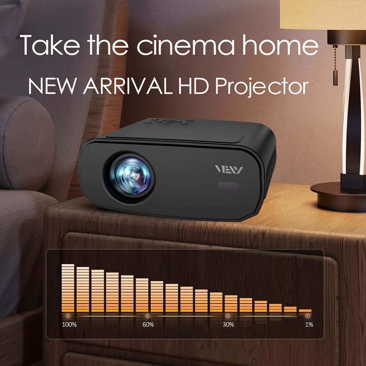 1080P Full HD WiFi Projector for Home Theater Up to 7.62m Display