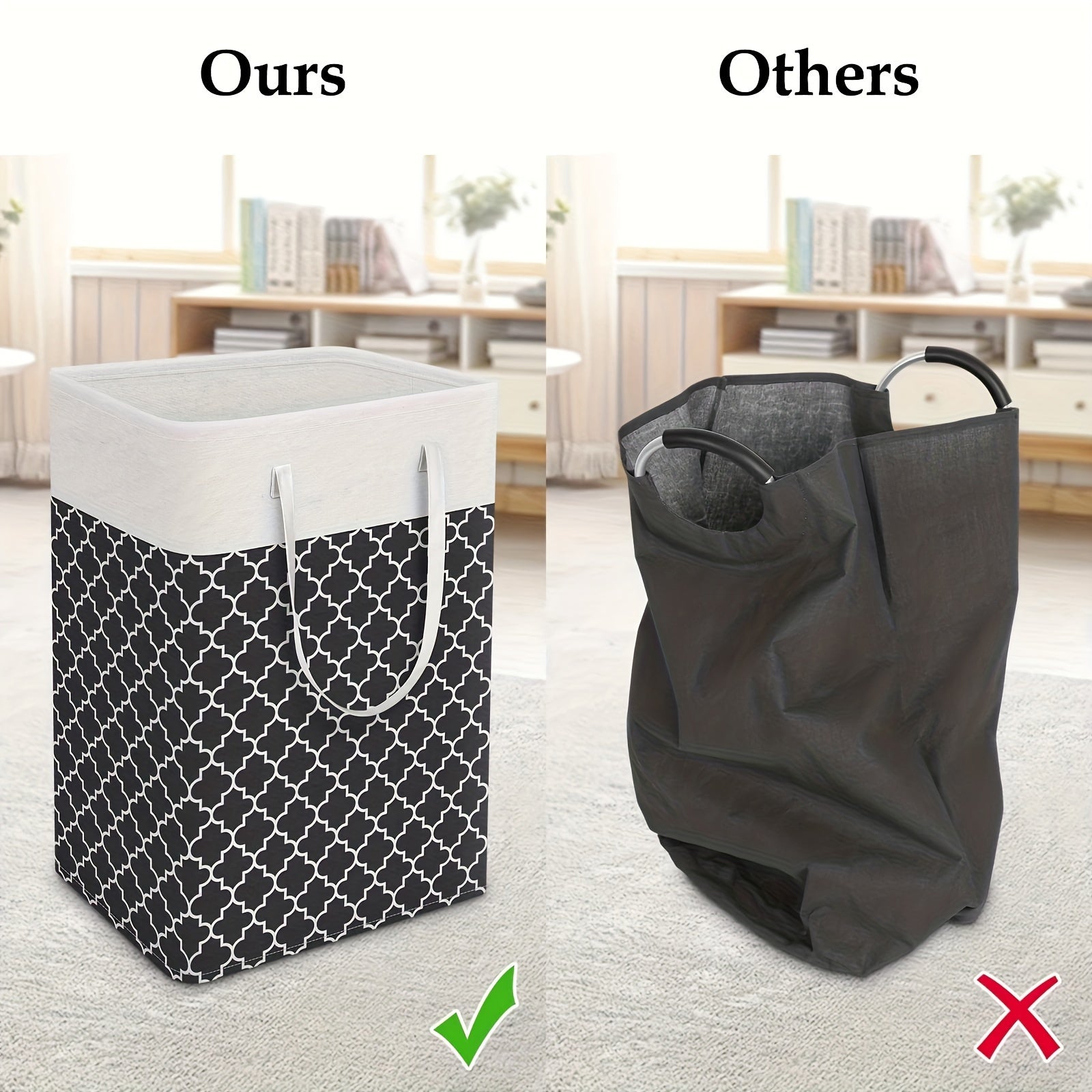 75L Waterproof Collapsible Laundry Hamper with Handles and Geometric Pattern
