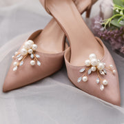 Pearl and Rhinestone Shoe Clips for High Heels Bridal Wedding Accessories Detachable Pair