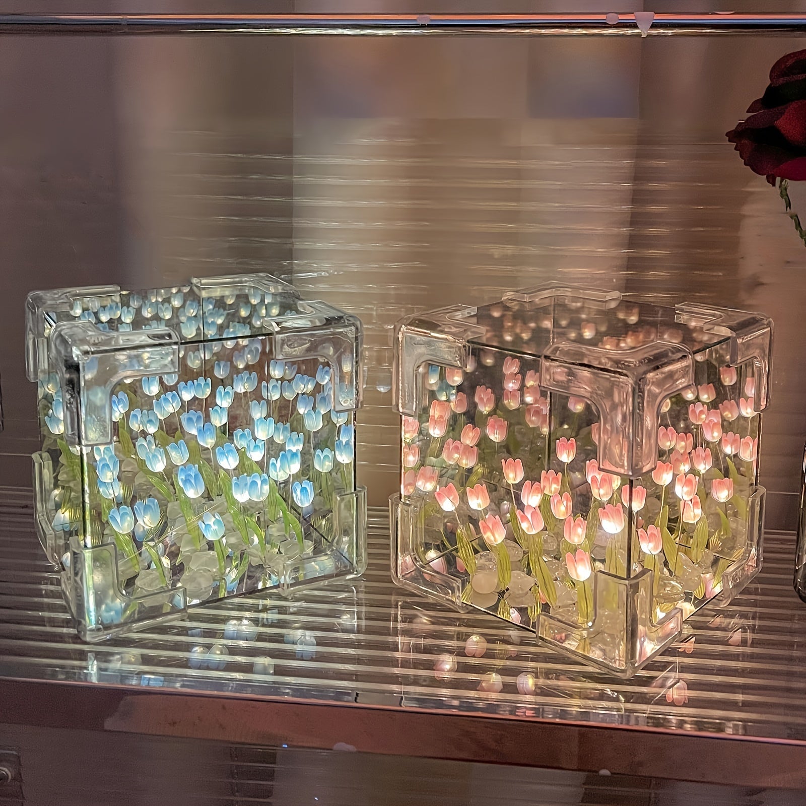 Bitta DIY Lala tun chirog'i, 20 ta LED va gullar bilan. Qiz do'stlar, oila a'zolari, sinfdoshlar va do'stlar uchun mukammal sovg'a. Onalar kuni yoki tug'ilgan kun sovg'asi sifatida berilishi mumkin.