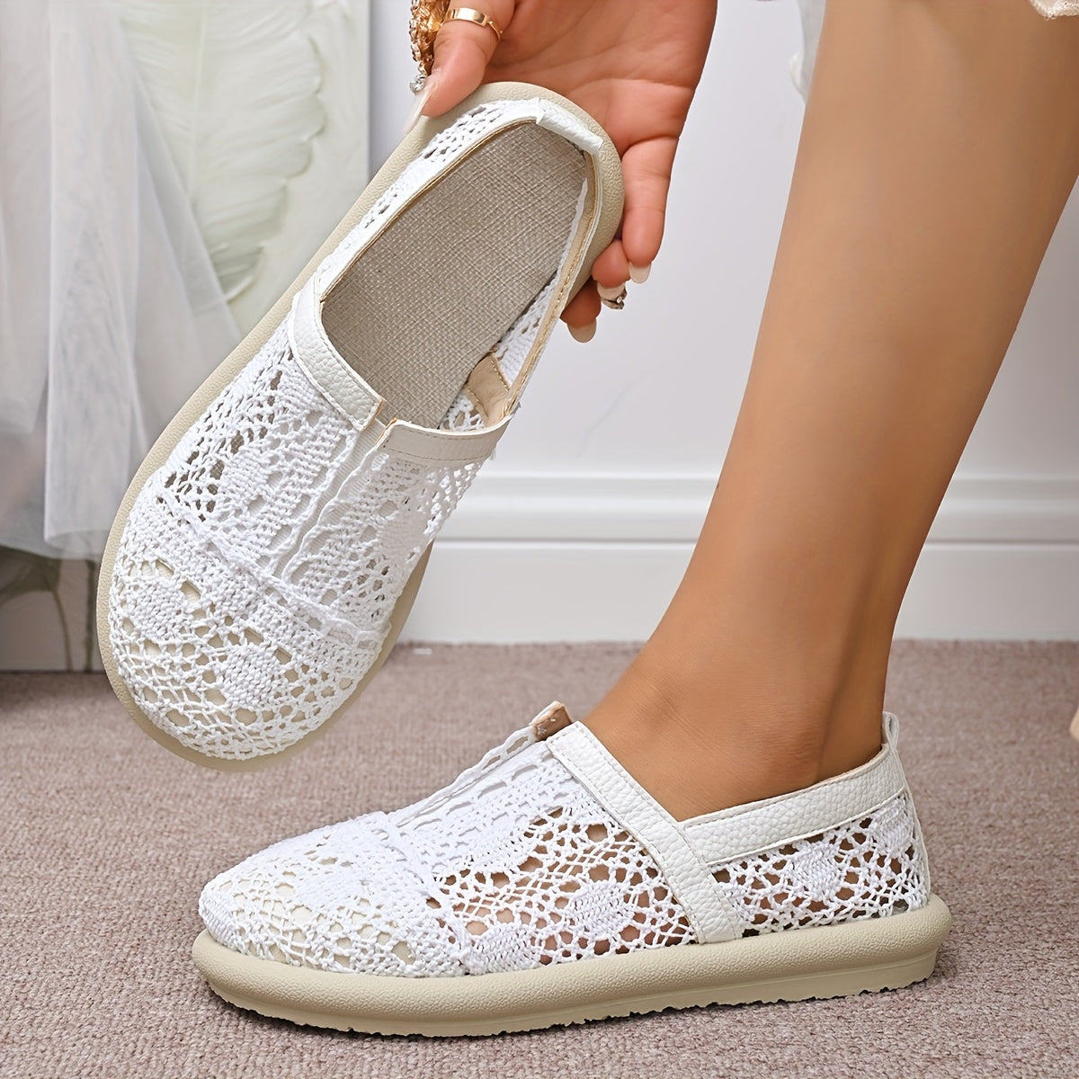 Women's Breathable Mesh Slip-On Loafers Round Toe Flat Shoes for All Seasons