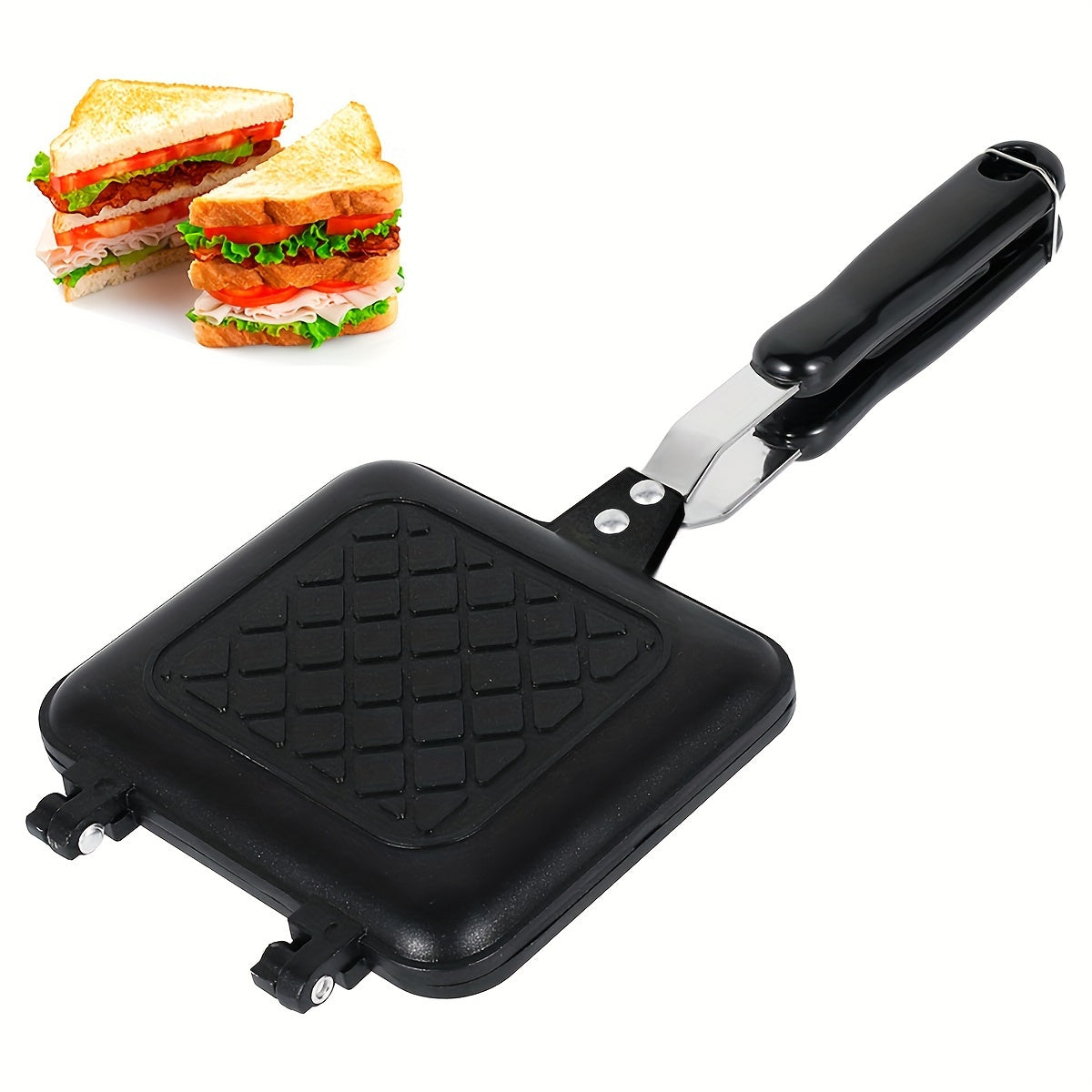Double Sided Non-Stick Sandwich Maker with Barbecue Plate Waffle Toastie Maker