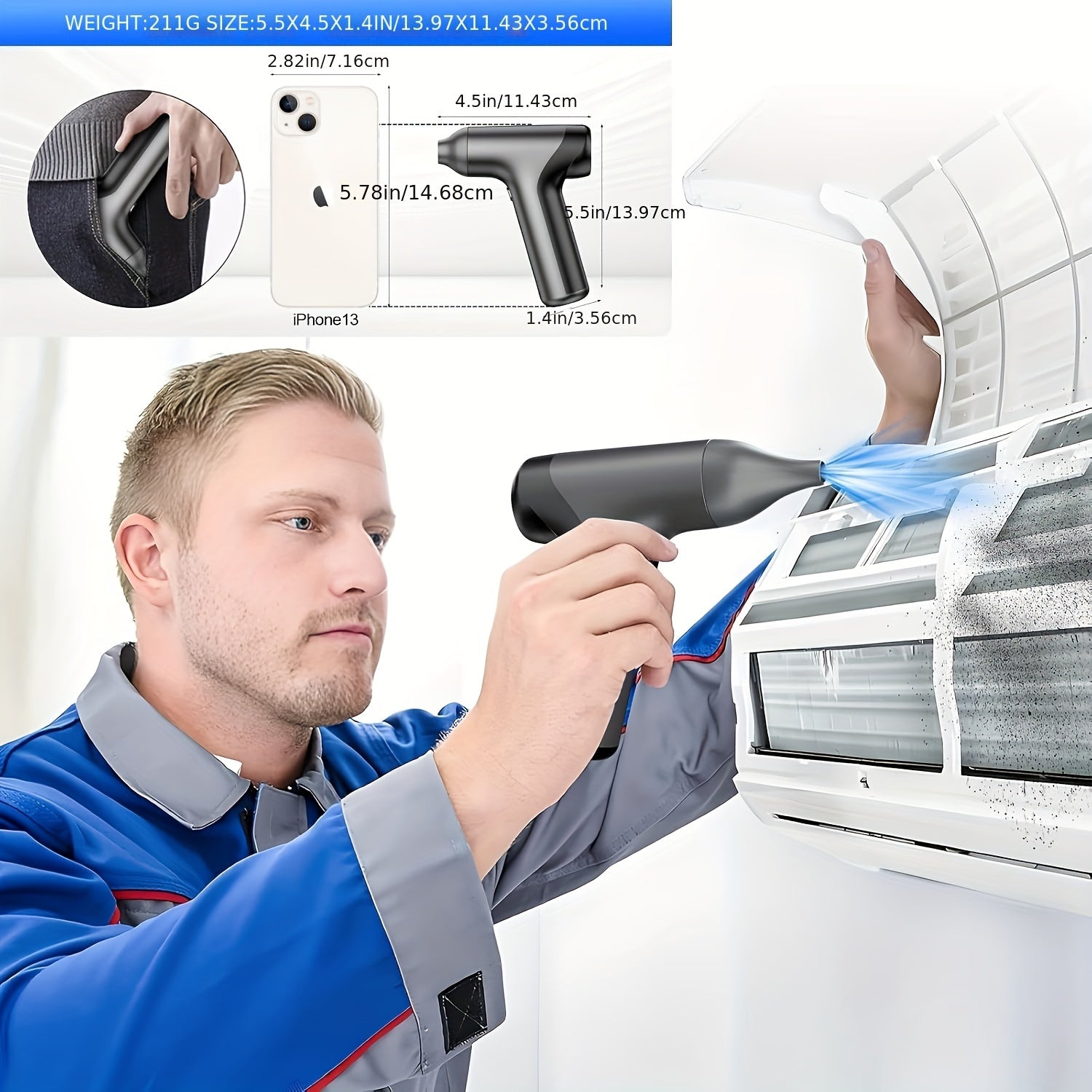 Ручной турбированный воздуходувка USB с перезаряжаемой батареей, вентилятор для высокоскоростного воздуха для очистки от пыли