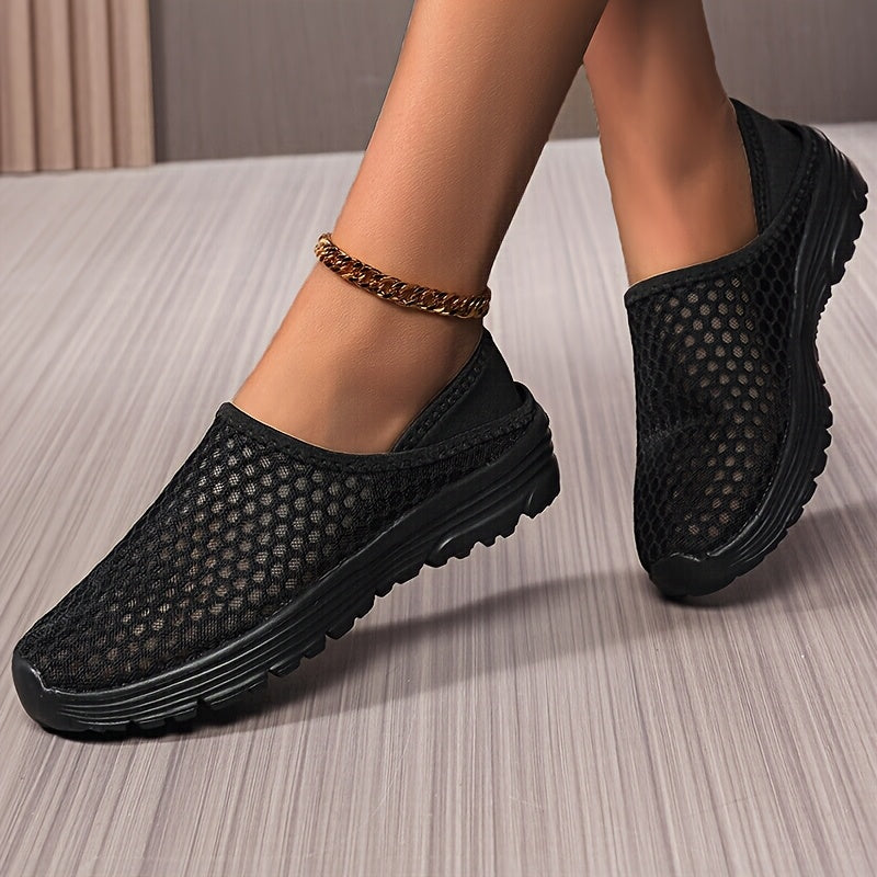 Women's Lightweight Slip-On Mules Sneakers Breathable Mesh White Casual