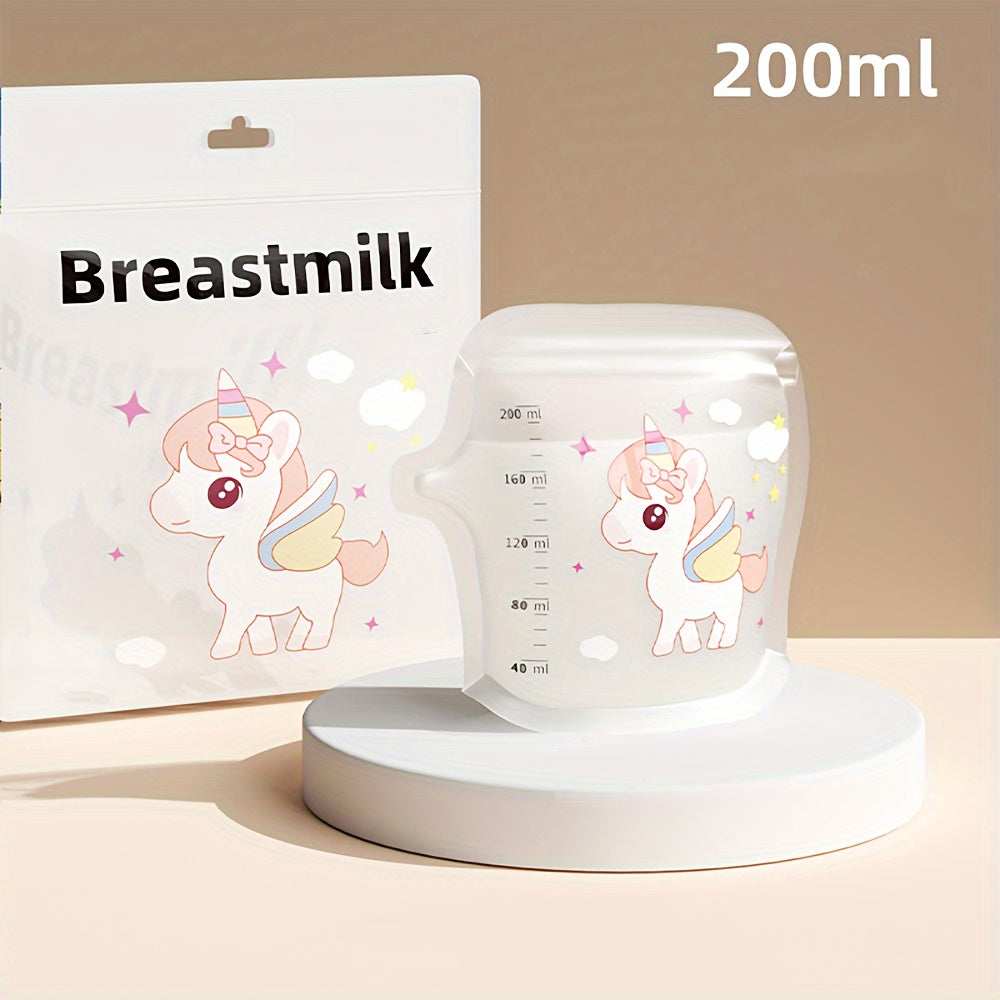 30 Pack Cartoon Breast Milk Storage Bags Temperature Sensing Freezer Safe White Red