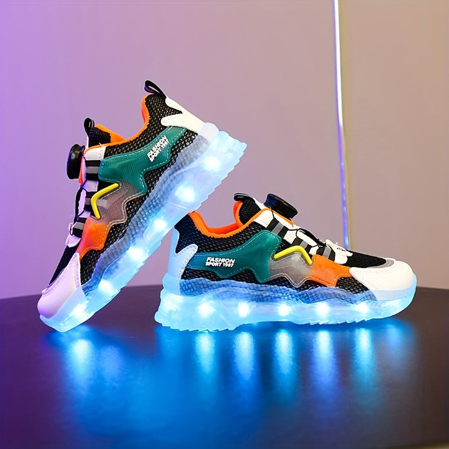 Kids' LED Sneakers for Boys and Girls Breathable Mesh Light Up Shoes with Color Changing and USB Charging