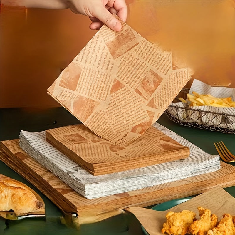 Set of 50 Oil-Resistant Greaseproof Food Wrapping Sheets for Sandwiches and Burgers