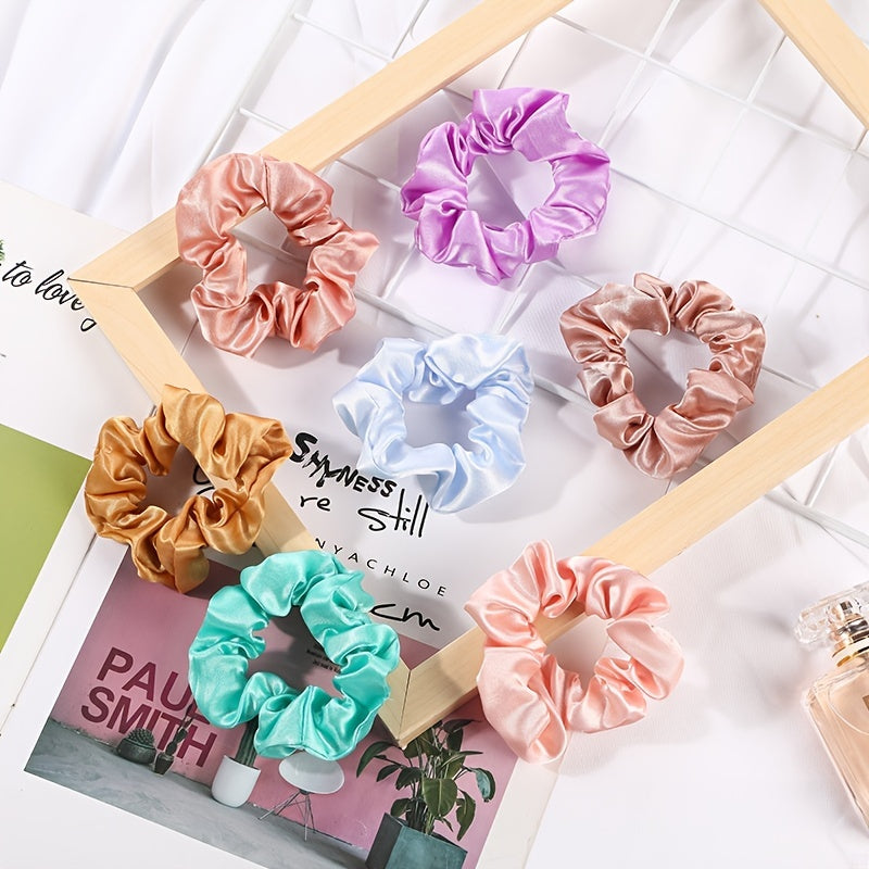Set of 60 Satin Scrunchies for Women Hair Styling Solid Colors