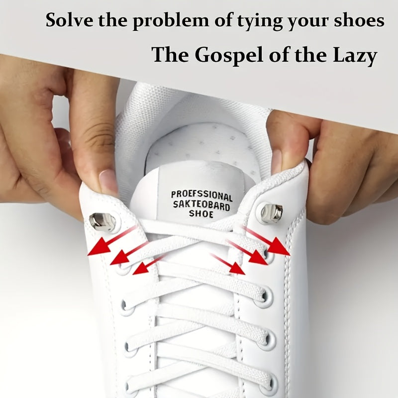 6pcs White No-Tie Shoe Laces Clips for Sports Shoes Durable Metal Buckle