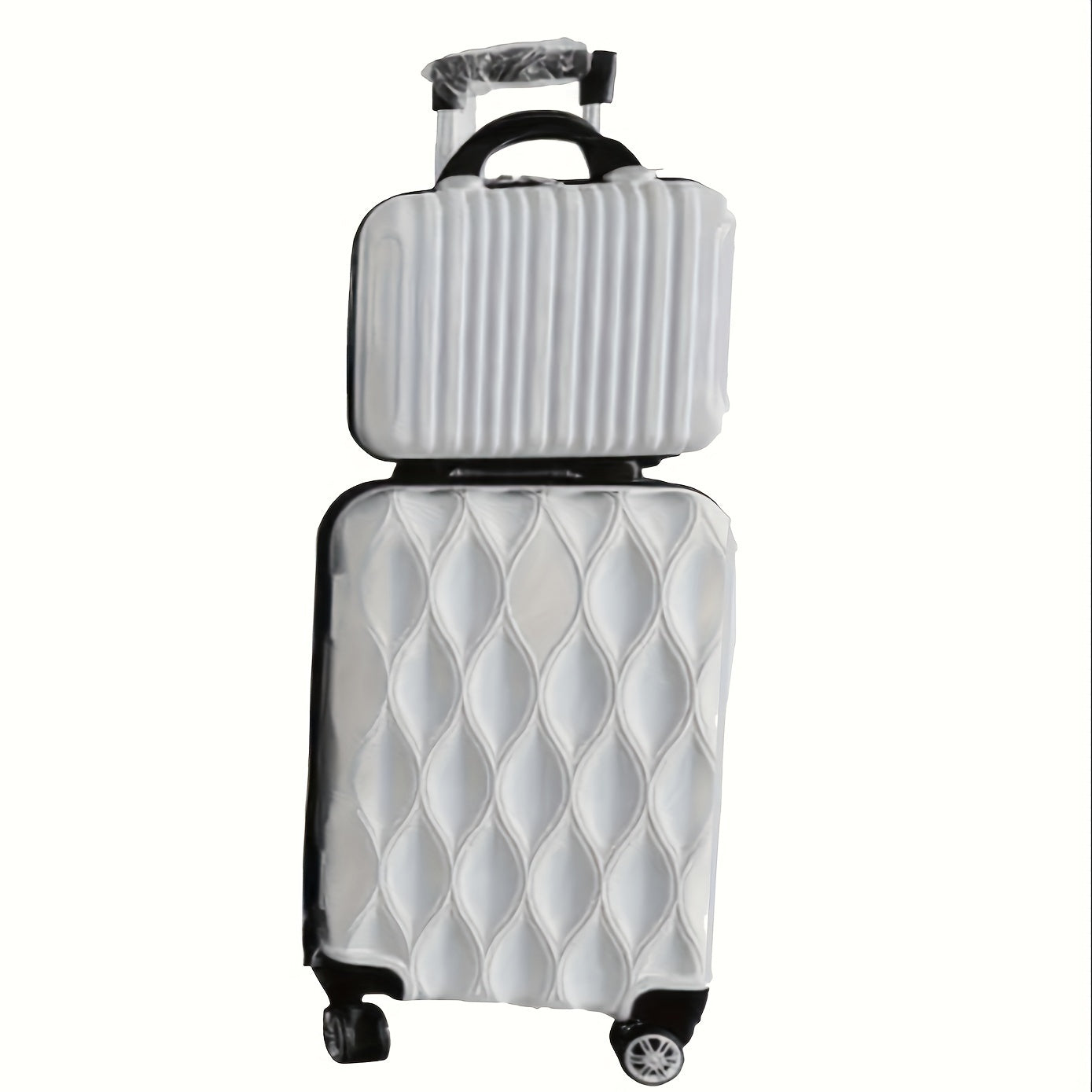 2-Piece ABS Hardside Luggage Set with Spinner Wheels 20 Inch White Lightweight Lockable