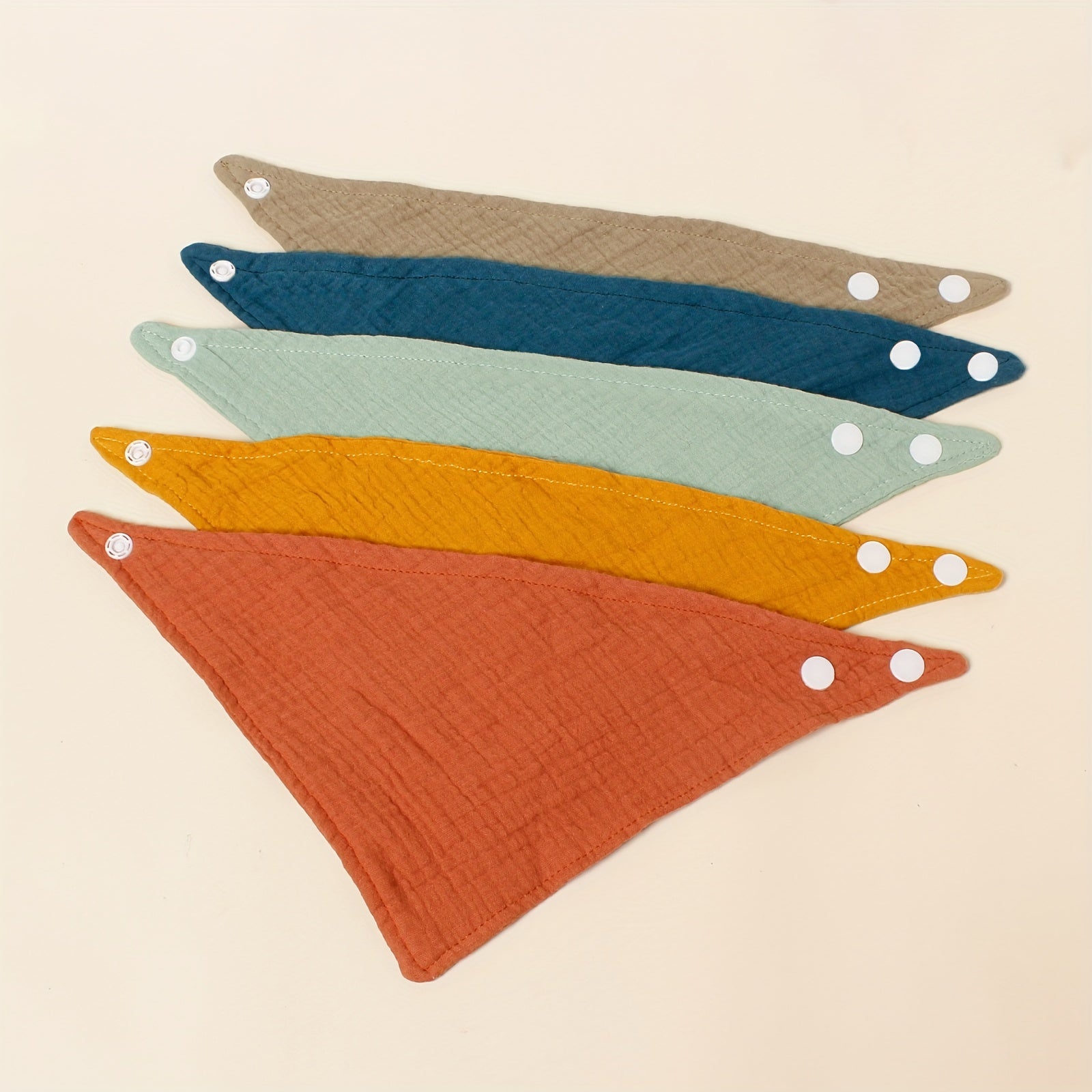 Baby Bibs Pack of 5 Cotton Muslin Triangle Drool Bibs for Teething and Feeding Adjustable for Infants Up to 3 Years