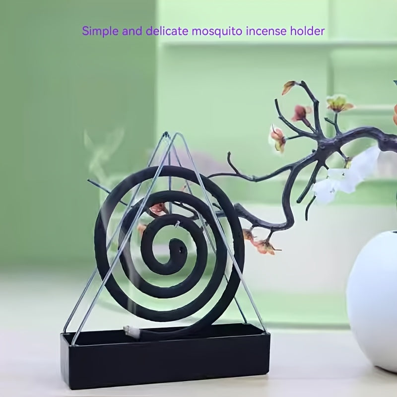 Iron Mosquito Incense Holder Triangle Design Black Metal Burner for Sandalwood and Repellent Sticks