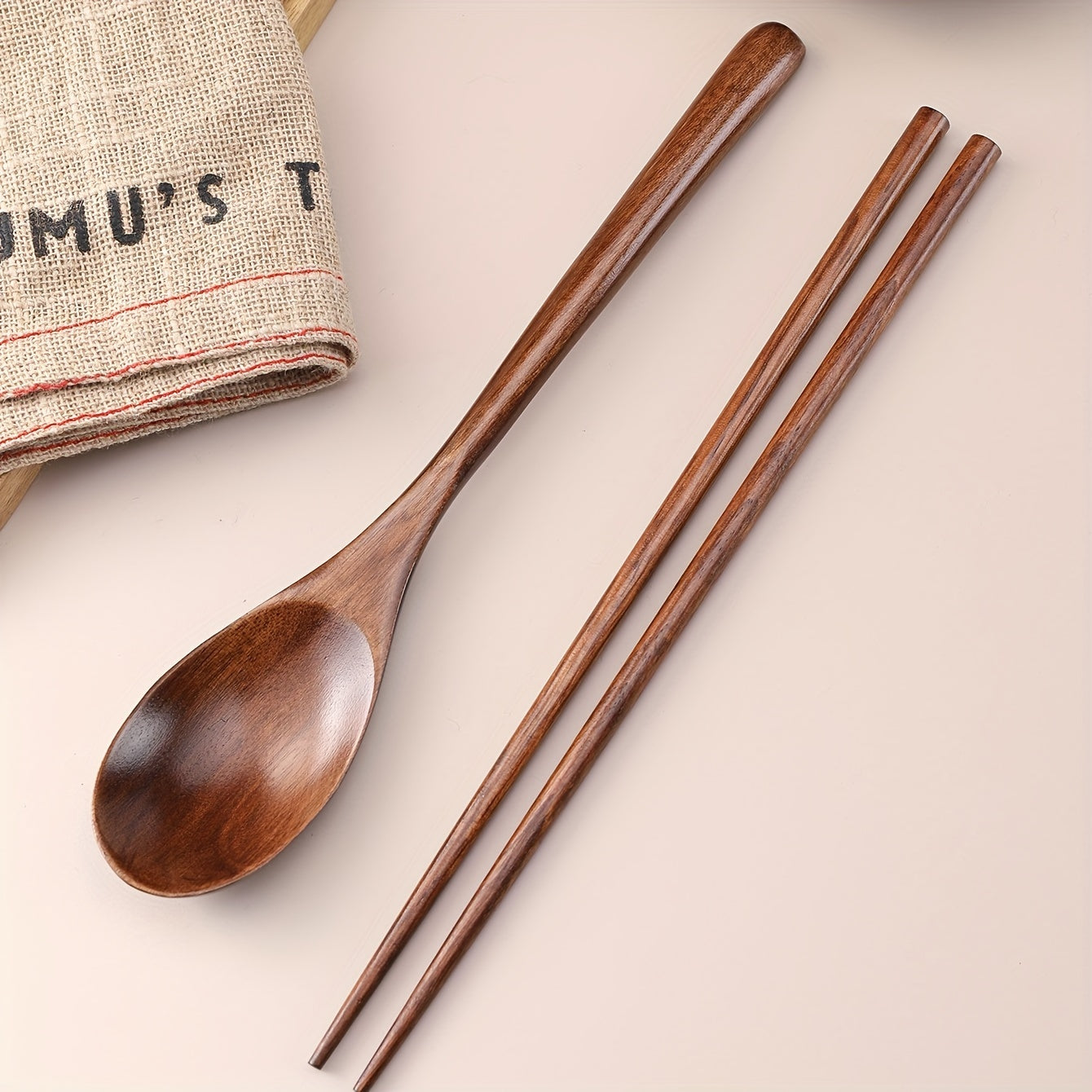 Wooden Spoon and Chopsticks Set for Camping Travel Picnic RV Office Reusable Utensils
