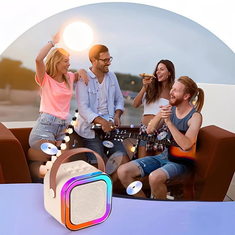 Wireless Microphone Speaker for Karaoke Home Audio System Pink White