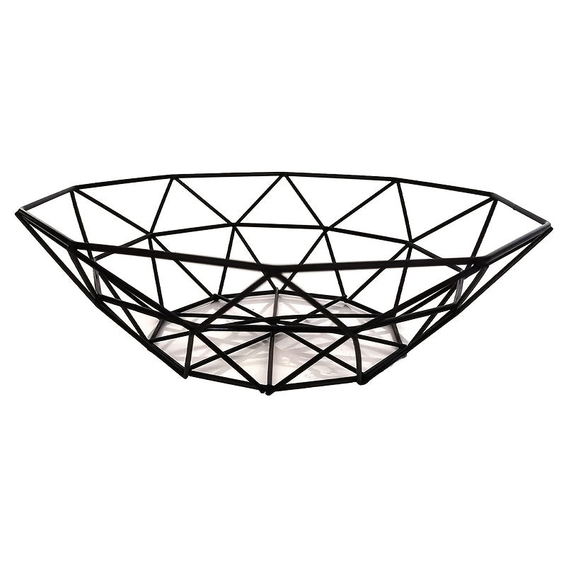 Black Wire Fruit Basket Nordic Style Mesh Iron Art Kitchen Decor Space-Saving Stackable Bowl