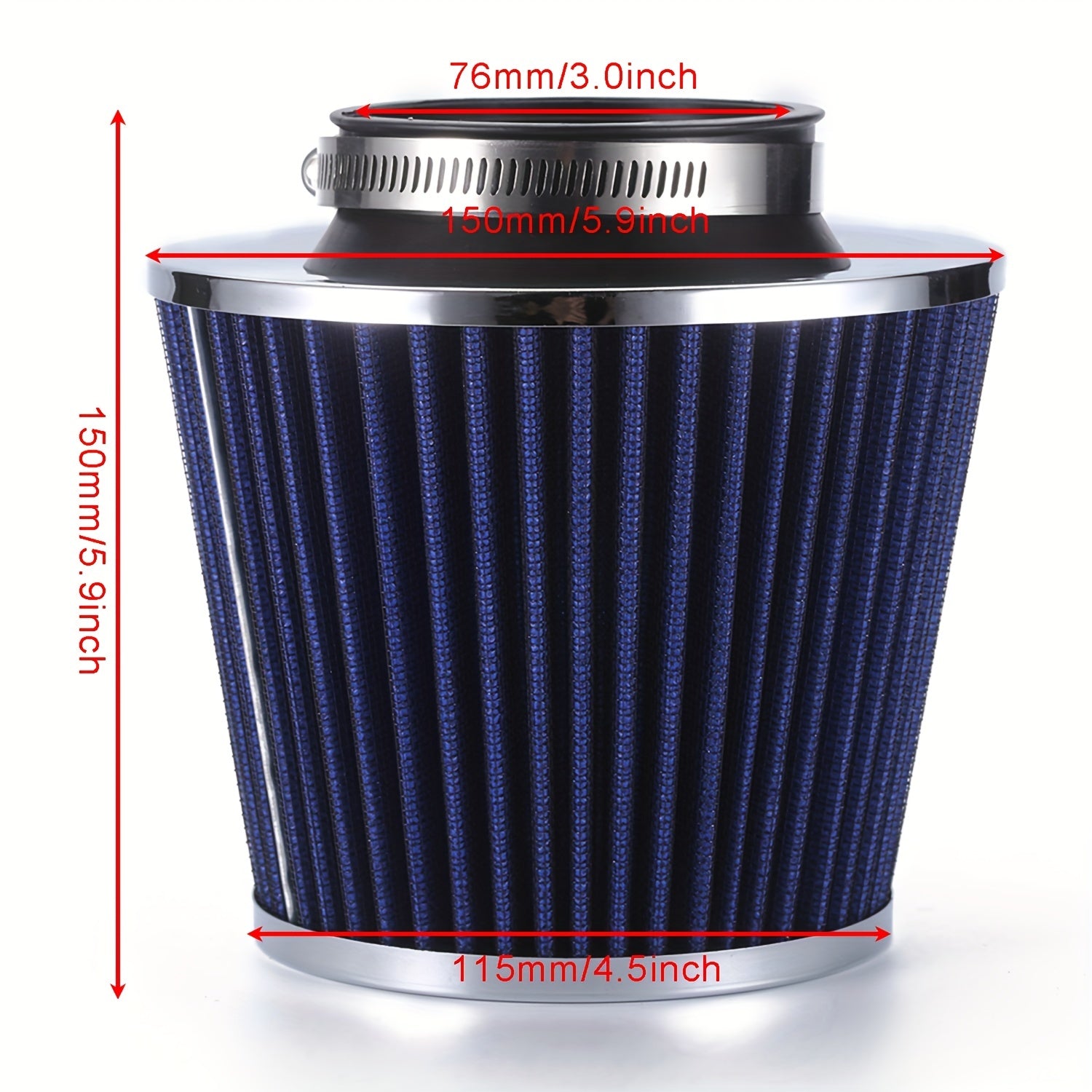 Universal 76mm High Flow Cold Air Intake Filter for Car Engine