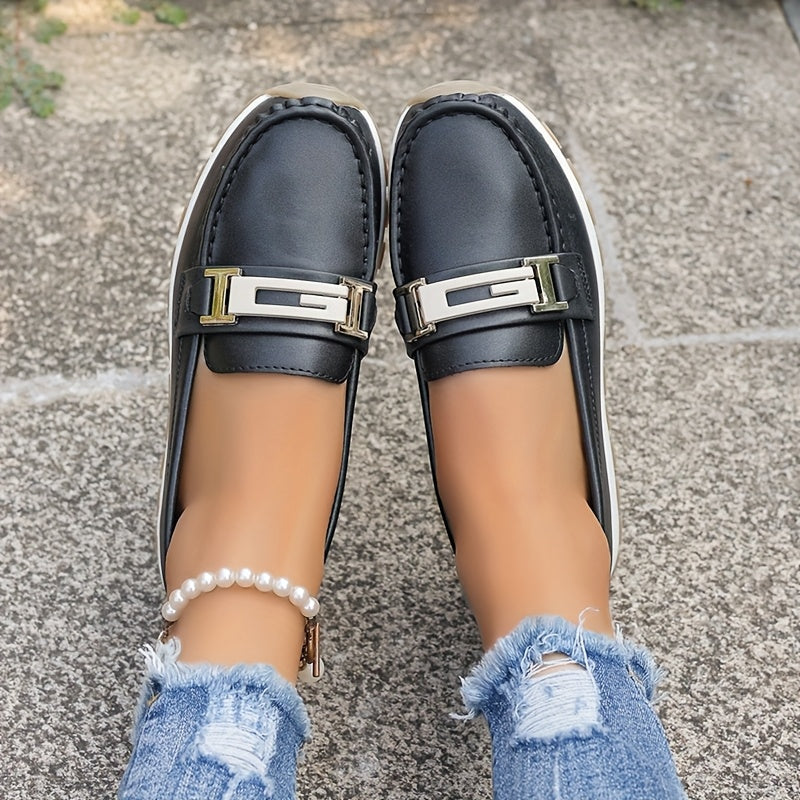 Women's Slip-On Loafers PU Upper TPR Sole Comfort Casual Shoes All-Season