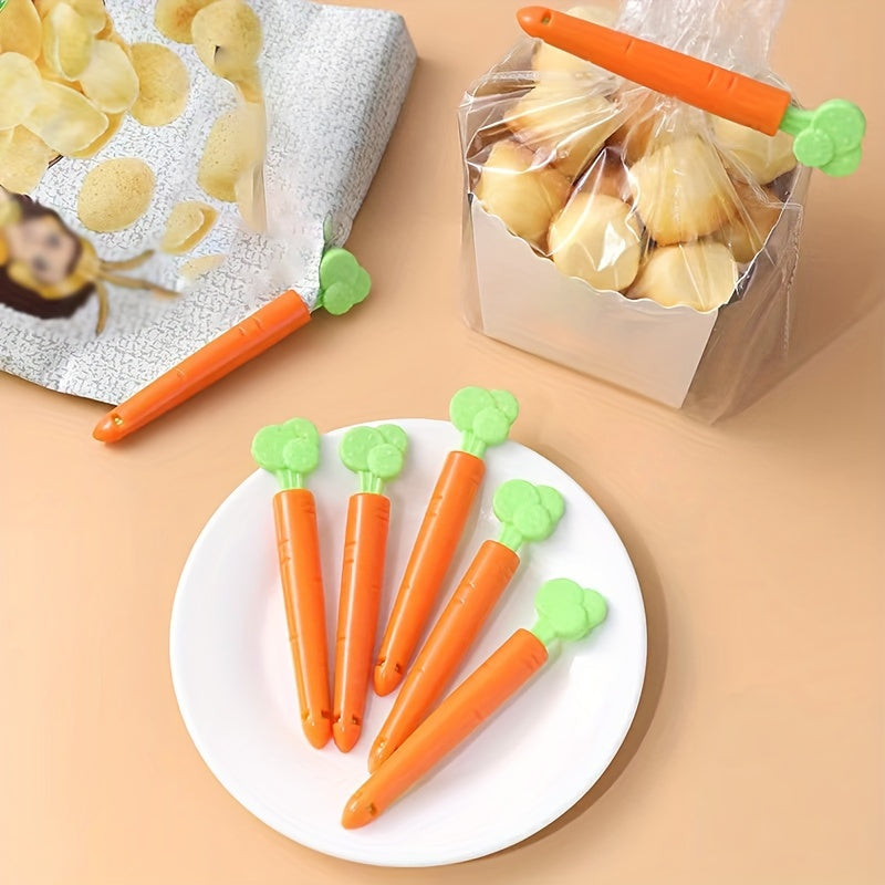 Set of 5 Carrot Seal Clips with Magnetic Storage Box Food Snack Bag Sealing Clips for Dustproof Moistureproof Freshness