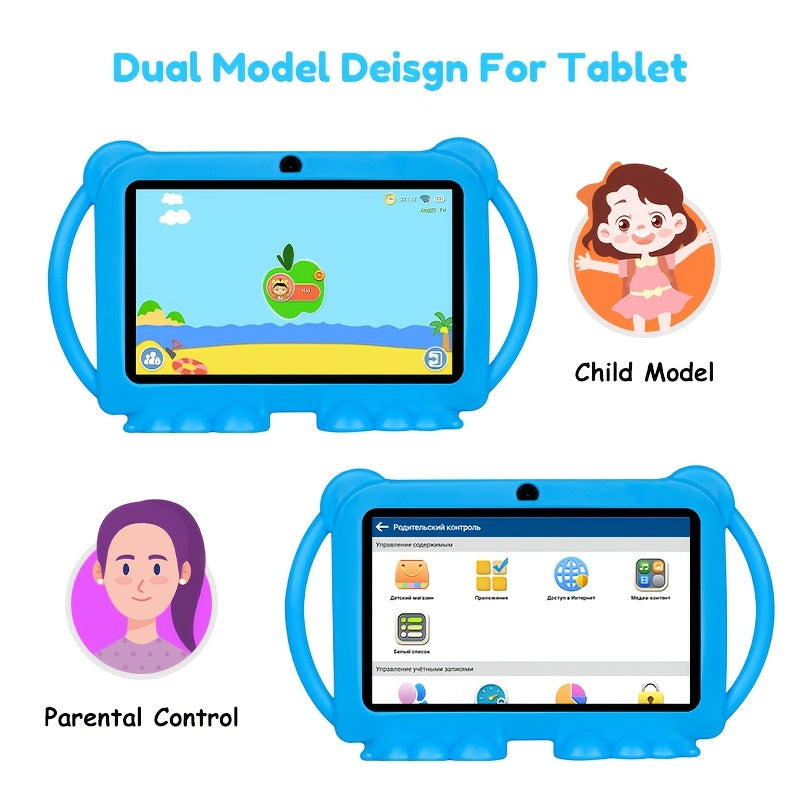 Tableta para niños de 7 pulgadas con 32GB de ROM, 2GB de RAM, Android 11, protección ocular, control parental, funda a prueba de golpes