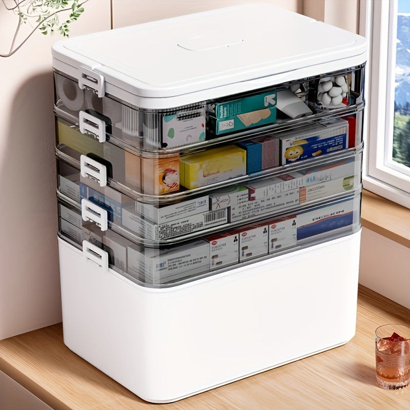 Large Capacity Multi-Layer Storage Box Transparent Durable Organizer for Office and Home