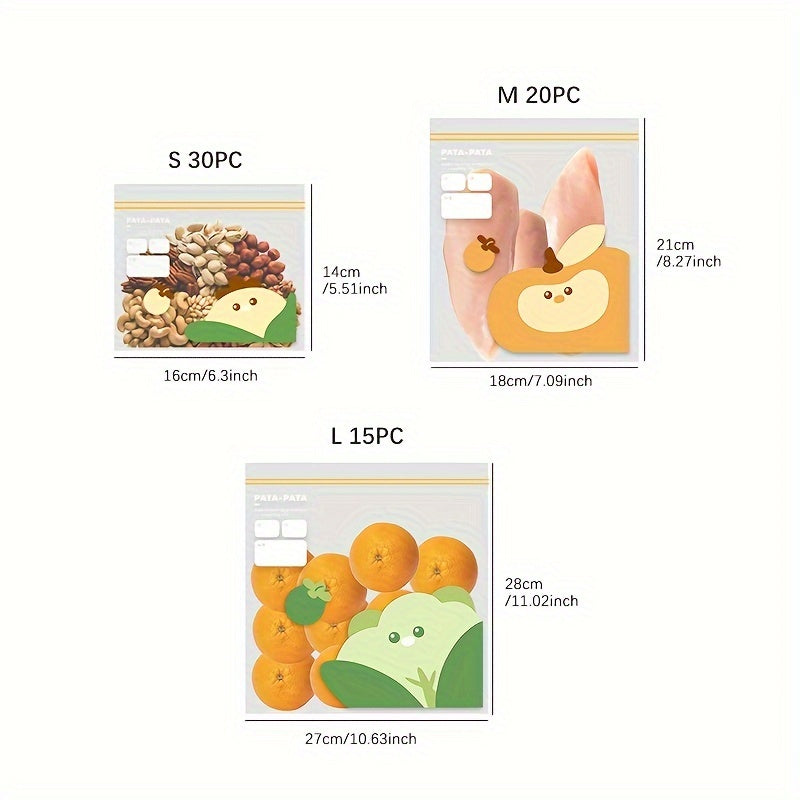 Многоразовые сумки для хранения, набор из 15, 20, 30 штук, герметичные застежки-молнии, органайзер для продуктов, фруктов, овощей, круп