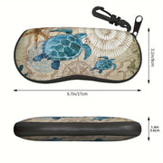 Neoprene Zipper Glasses Case with Ocean Sea Turtle Design Portable Eyeglass Storage