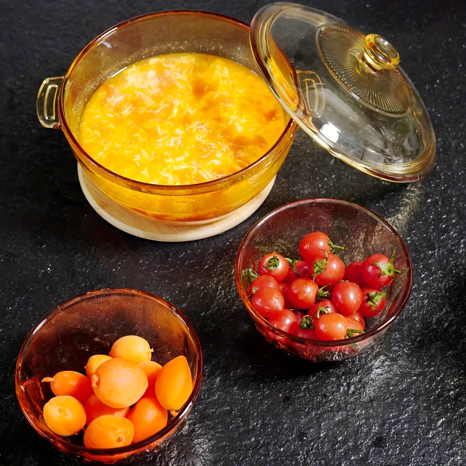 Shisha Qozon To'plami Qopqoq bilan - 1.5L Yuqori Haroratga Bardoshli Sho'rva Qozoni, Qovurma Qozoni, Ikkita Xizmat Qozoni va Isiga Bardoshli Matni o'z ichiga oladi - Naqssiz Dizayn, Sho'rva va Sut Pishirish uchun Mukammal