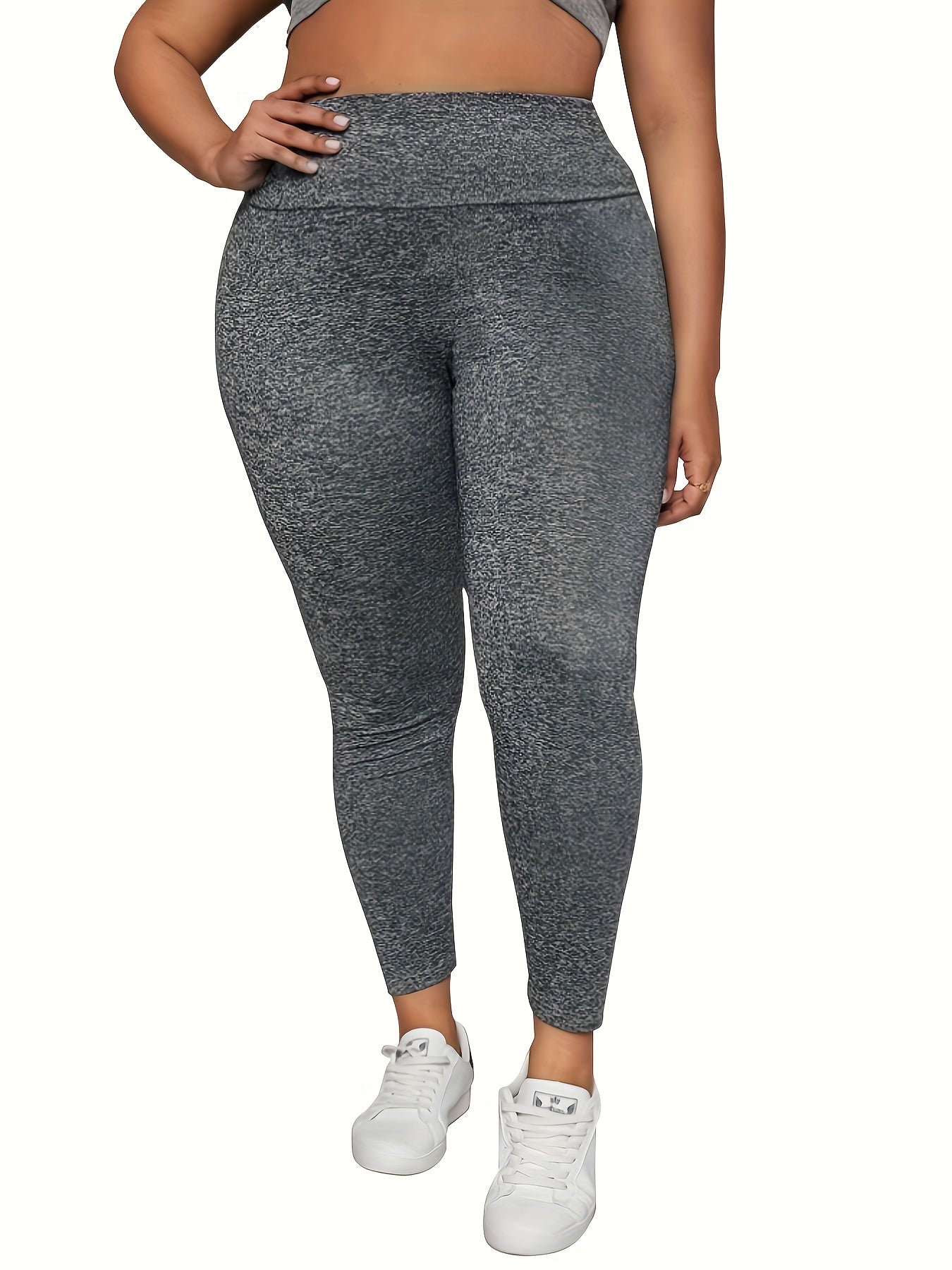 Women High-Waist Yoga Leggings Solid Color Stretchy Butt-Lifting Workout Tights