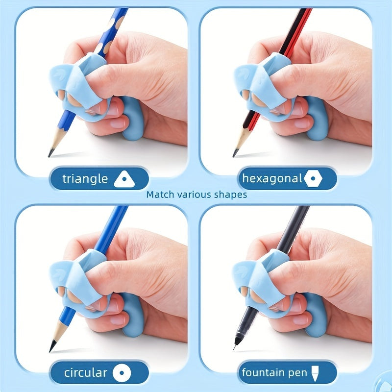 Set of 4 Silicone Pen Correctors for Improved Handwriting Posture