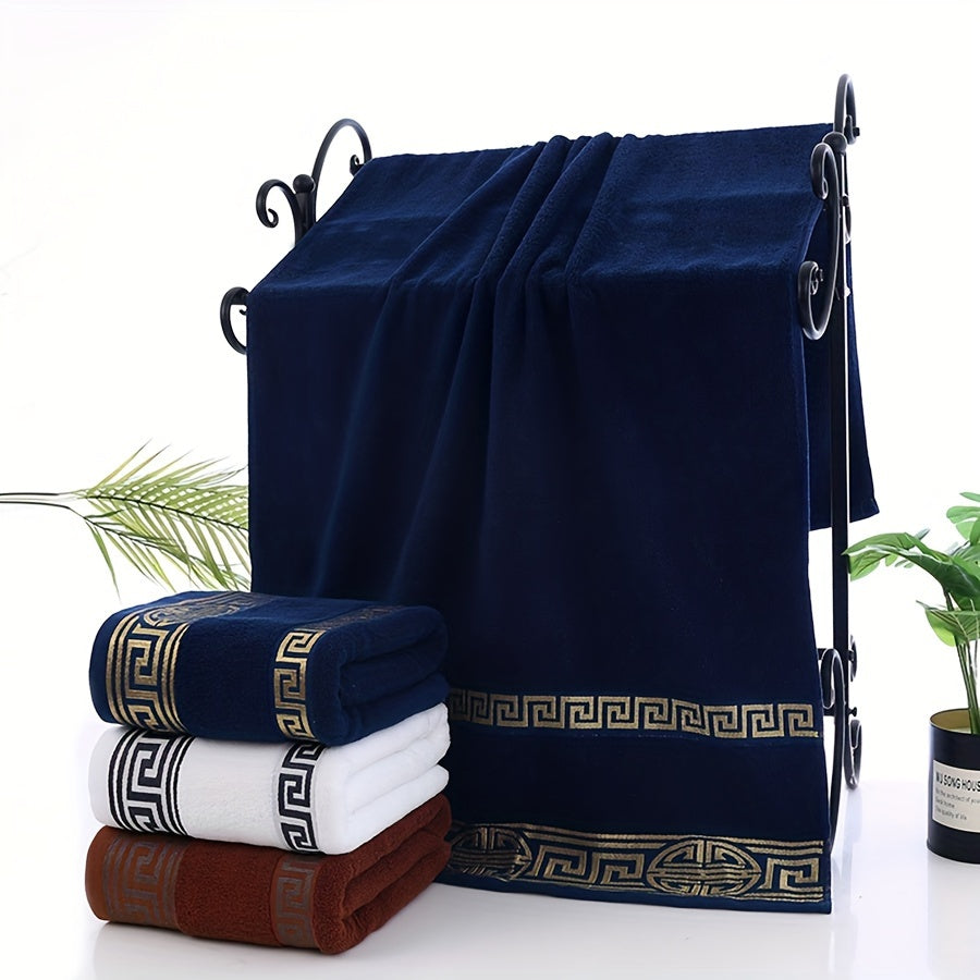 3-Piece Cotton Velvet Towels Set for Men Adults Beach Travel 34x74cm 70x140cm