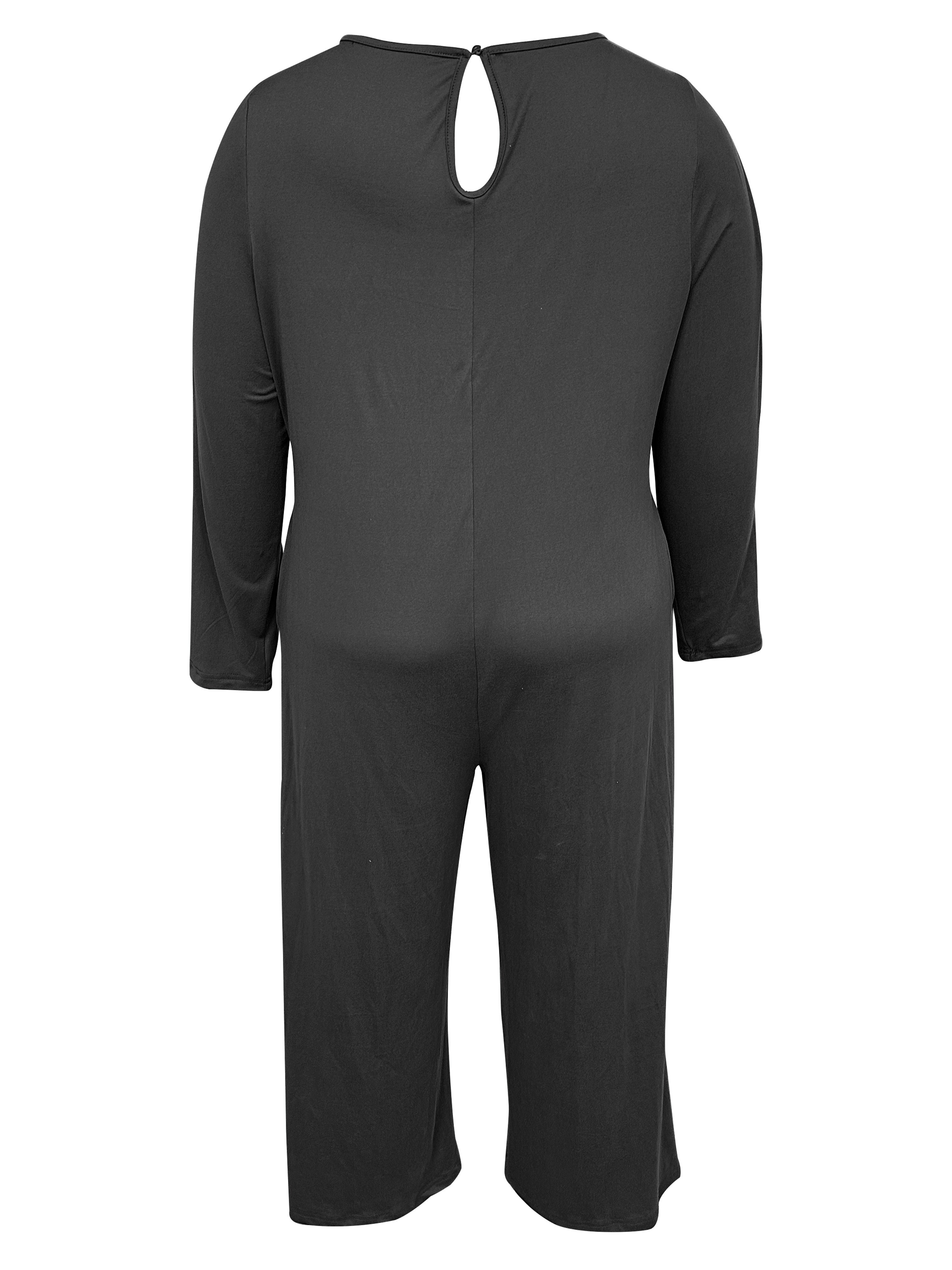 Women's Long Sleeve Jumpsuit with Pockets, Wide-Leg Lounge Pants, All-Season Comfort