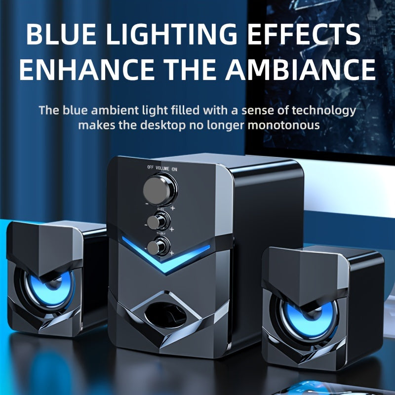 USB Powered Stereo Speakers with LED Ambient Light for Computers Tablets and Laptops