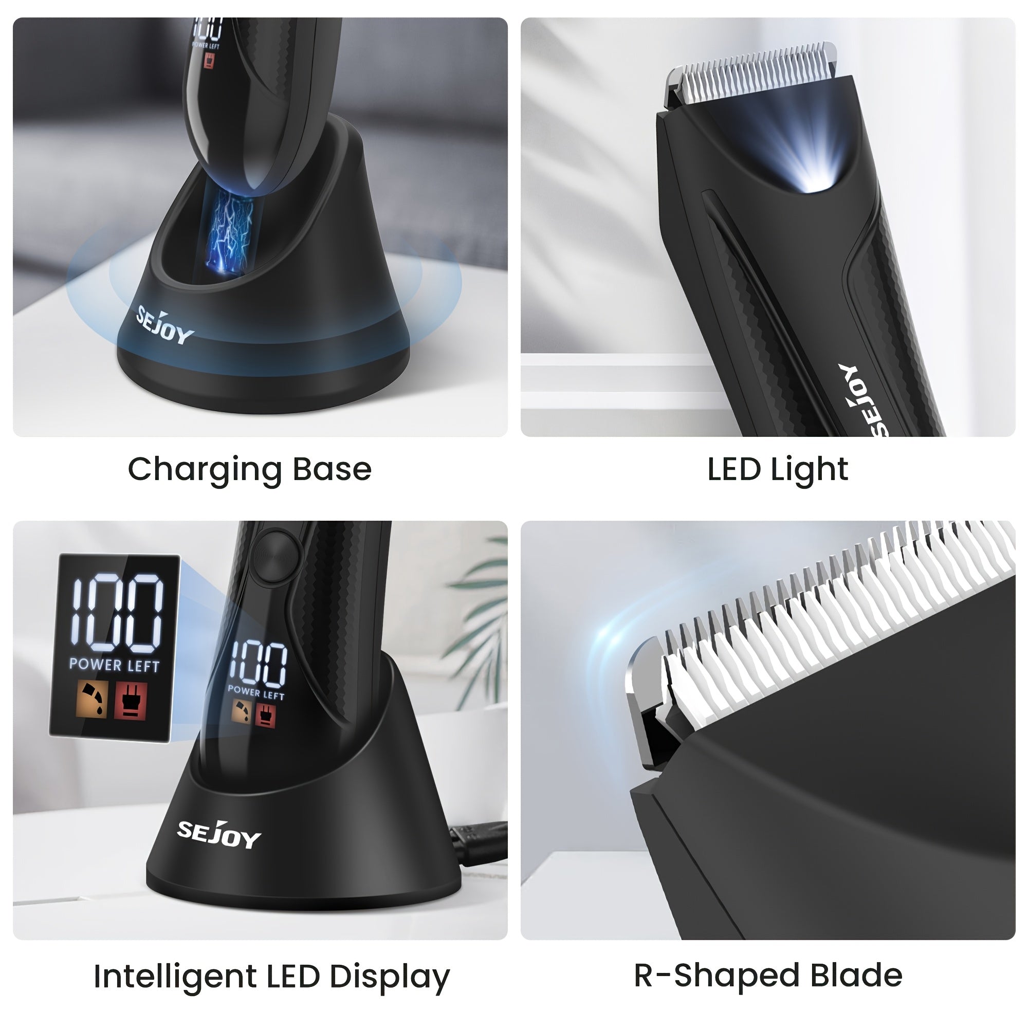 Recortadora eléctrica inalámbrica para cuerpo con carga USB, luz LED, 600mAh